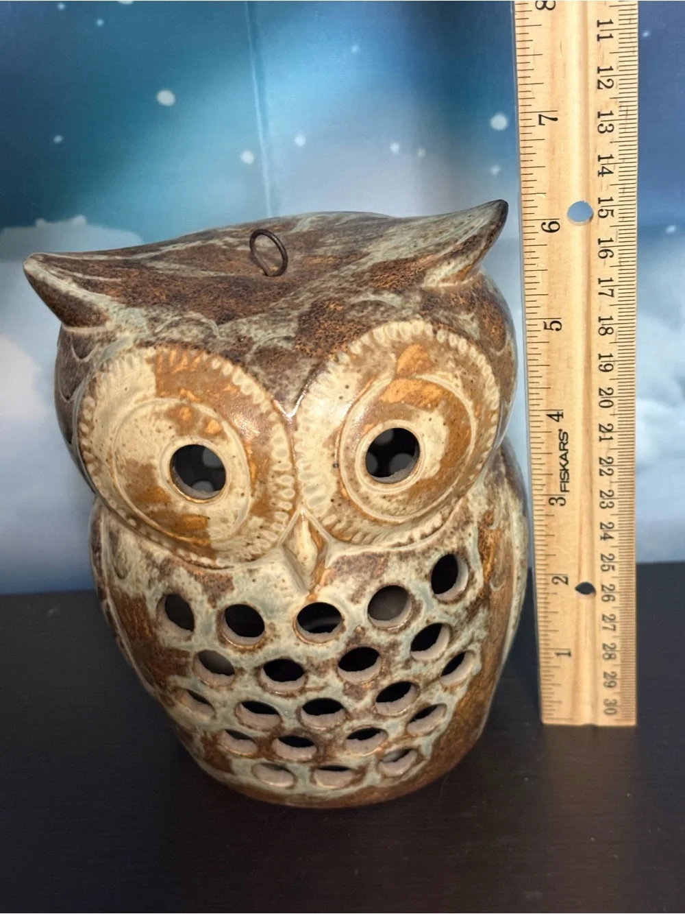 Vintage 60’s or 70’s Earthware Owl Candle Holder. Boho. MCM. PO